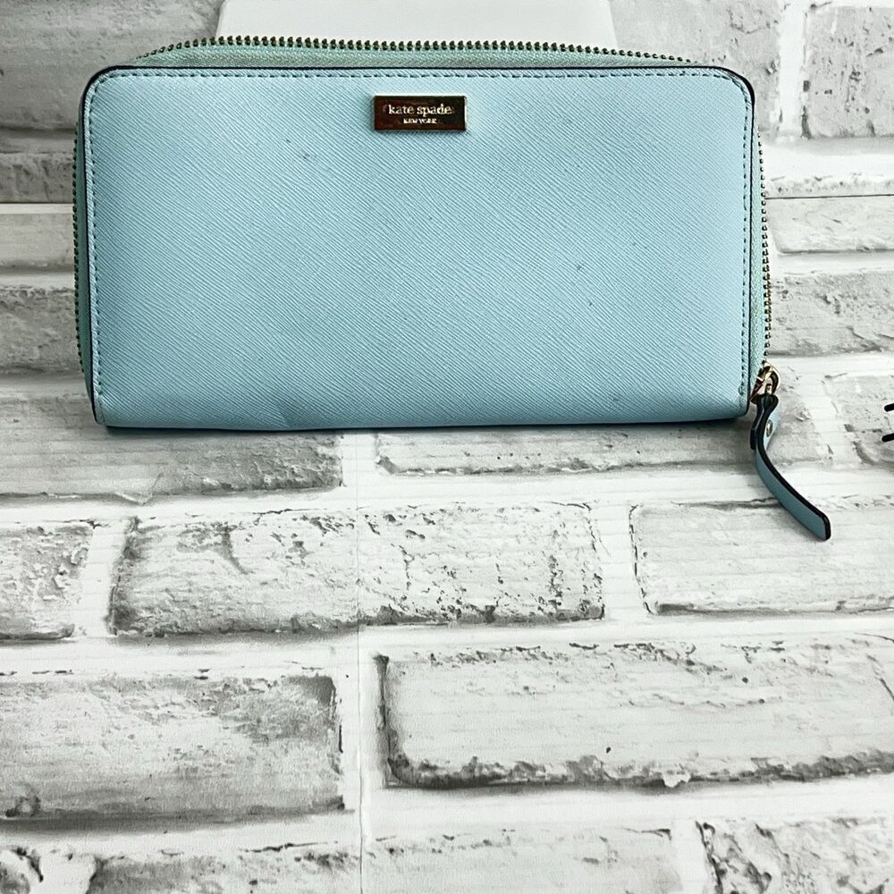 Kate Spade Laurel Way Neda Light Blue Saffiano Leather Large Wallet - Picture 15 of 15